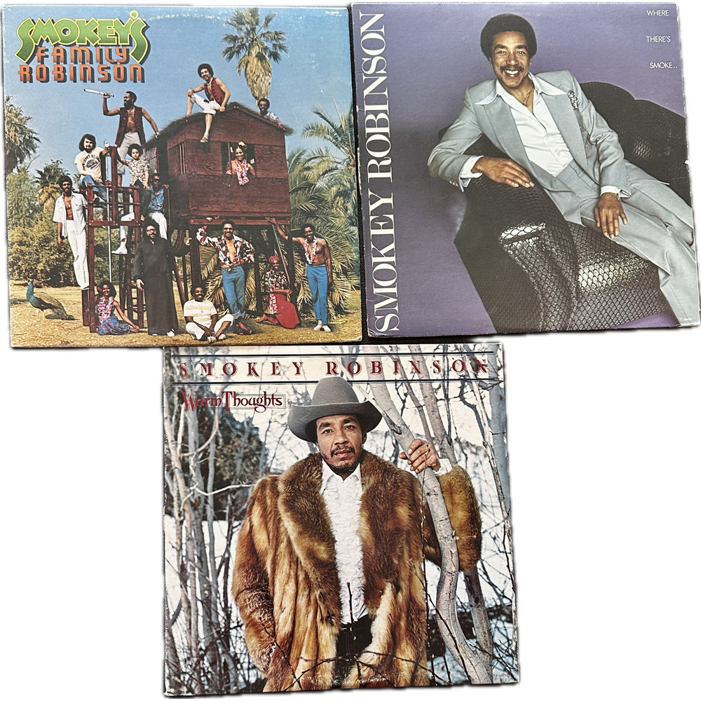 SMOKEY ROBINSON Vinyl LP LOT Warm Thoughts Family Robinson Where There's Smoke